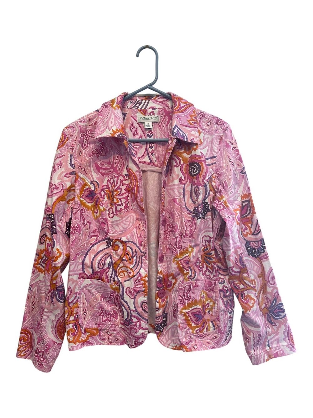 Vintage Y2K Coldwater Creek Pink Paisley Jean Style Lightweight Jacket Medium
